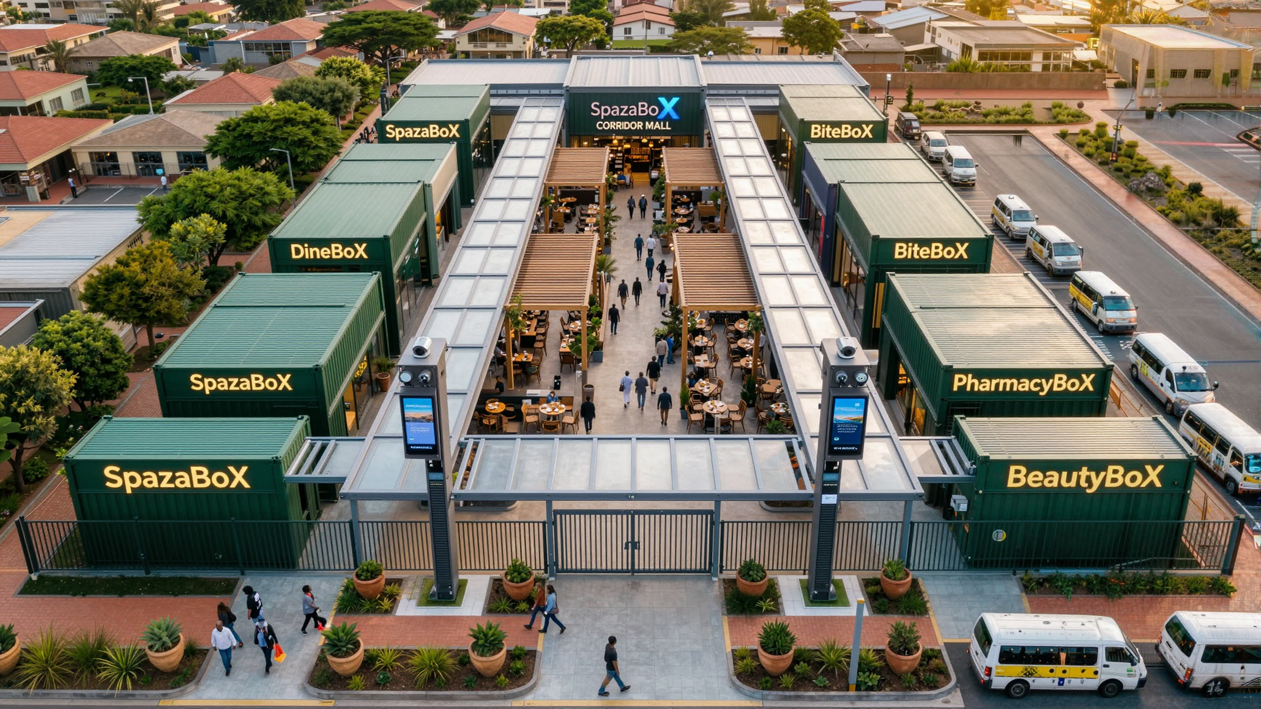 SpazaBoX Corridor Mall · drone view